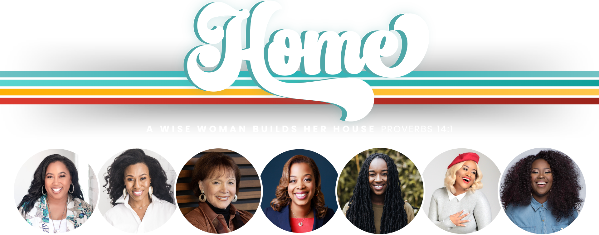 Home logo for DFJ Womens Conference 2024 with speaker photos